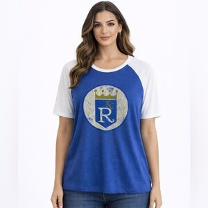 MLB Kansas City Royals Blue and White Short Sleeve T-Shirt